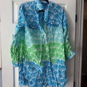 Lilly Pulitzer Blue and Green Natalie Cover-up